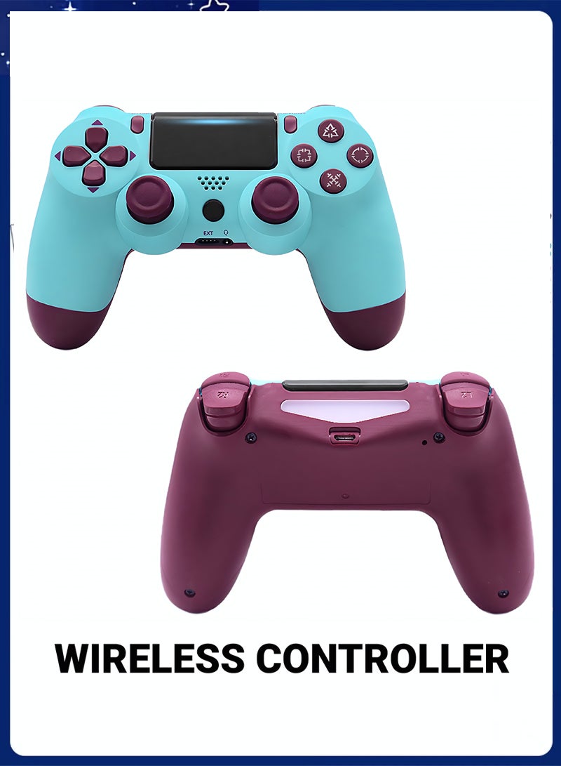 Wireless Controller for Computer Games with Dual Vibration, DualShock Wireless Controller for PS4, Clickable Touchpad and Anti-Slip, Berry Blue - Image 1