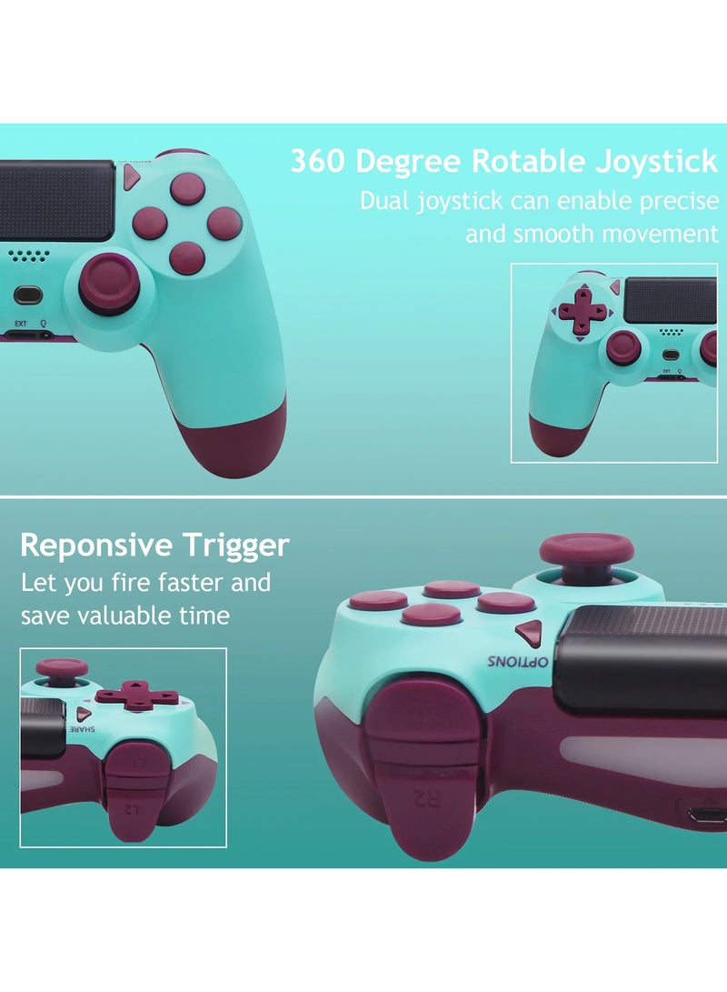 Wireless Controller for Computer Games with Dual Vibration, DualShock Wireless Controller for PS4, Clickable Touchpad and Anti-Slip, Berry Blue - Image 4