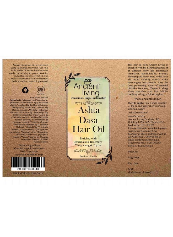 Ancient Living - Organic Ashta Dasha Hair Oil For Healthy & Strong Hair - Promotes Hair Growth - Prevents Hair Fall - For Men & Women - 50 Ml - Set Of 2 - Image 1