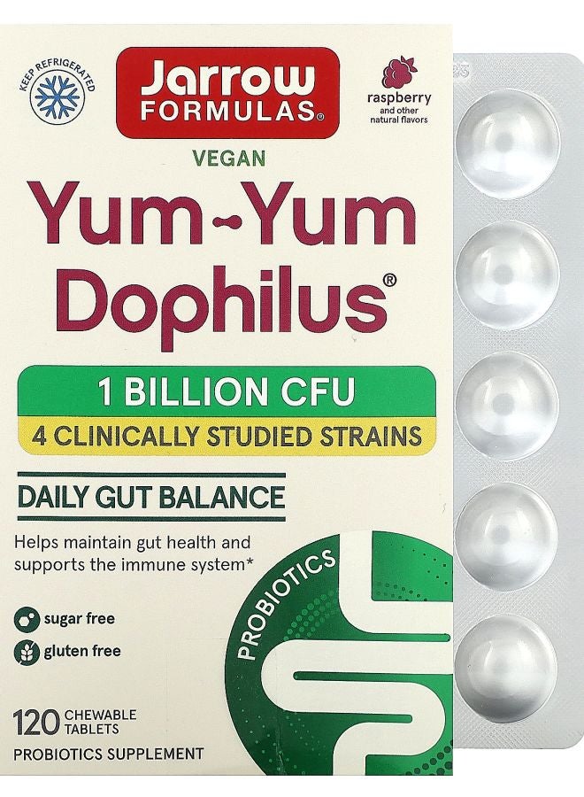 jarrow formulas Yum-Yum Dophilus Raspberry 1 Billion CFU 120 Chewable Tablets