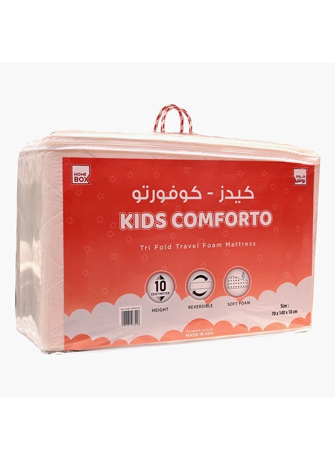 Home Box iKids Comforto Toddler Foldable Travel Foam Mattress Single Size 140x 70 cm With Thickness 10 cm White  - Image 2