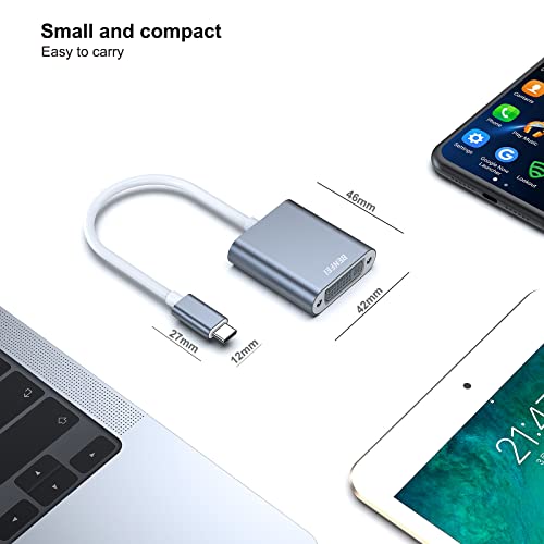 BENFEI USB C to DVI Adapter, Type-C to DVI Adapter [Thunderbolt 3/4 Compatible] with iPhone 15 Pro/Max, MacBook Pro/Air 2023, iPad Pro, iMac, S23, XPS 17, Surface Book 3 and More - Grey - Image 4