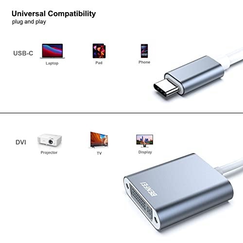 BENFEI USB C to DVI Adapter, Type-C to DVI Adapter [Thunderbolt 3/4 Compatible] with iPhone 15 Pro/Max, MacBook Pro/Air 2023, iPad Pro, iMac, S23, XPS 17, Surface Book 3 and More - Grey - Image 5