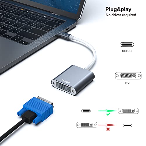 BENFEI USB C to DVI Adapter, Type-C to DVI Adapter [Thunderbolt 3/4 Compatible] with iPhone 15 Pro/Max, MacBook Pro/Air 2023, iPad Pro, iMac, S23, XPS 17, Surface Book 3 and More - Grey - Image 2