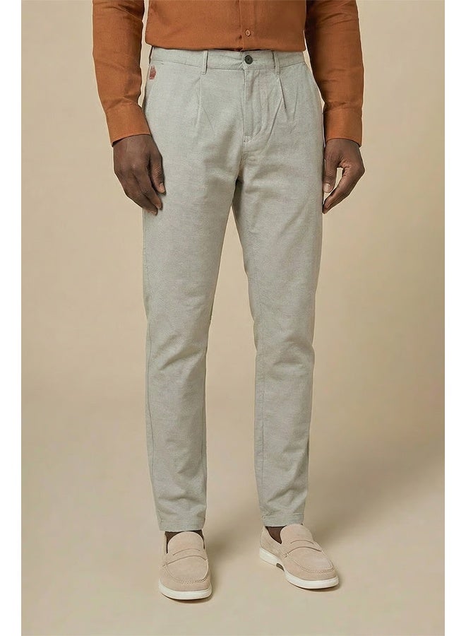 Mannerism The Duneform Light Grey Linen Blend Trousers Comfort Fit - Image 1