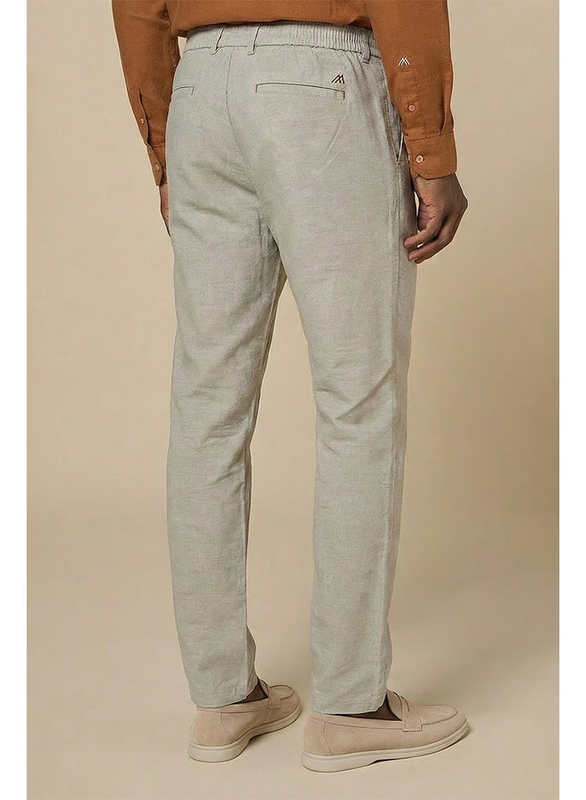 Mannerism The Duneform Light Grey Linen Blend Trousers Comfort Fit - Image 5