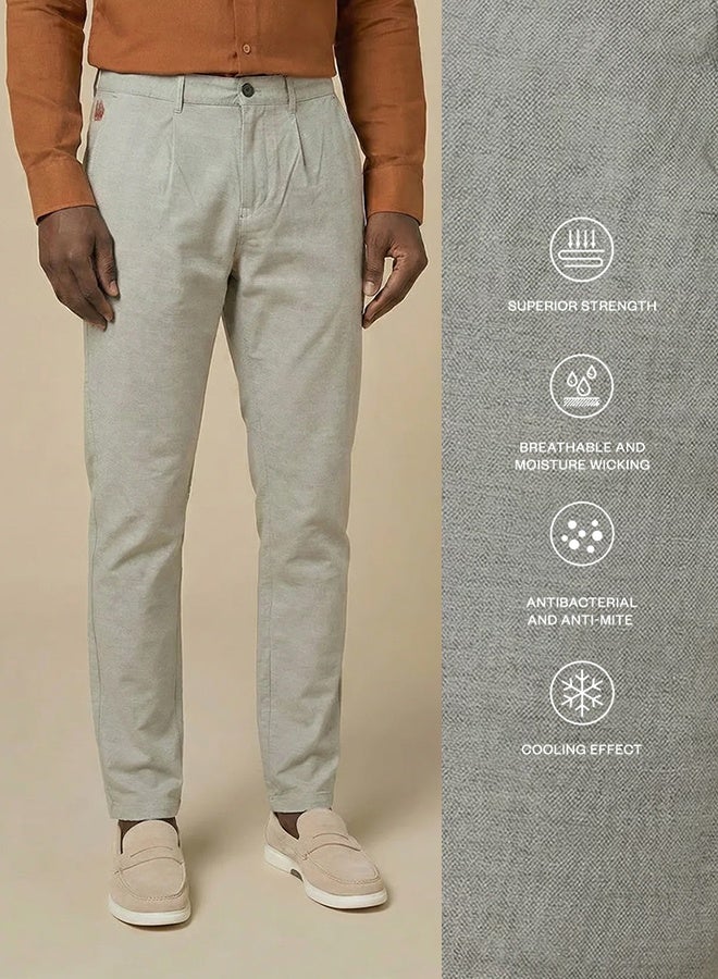 Mannerism The Duneform Light Grey Linen Blend Trousers Comfort Fit - Image 3