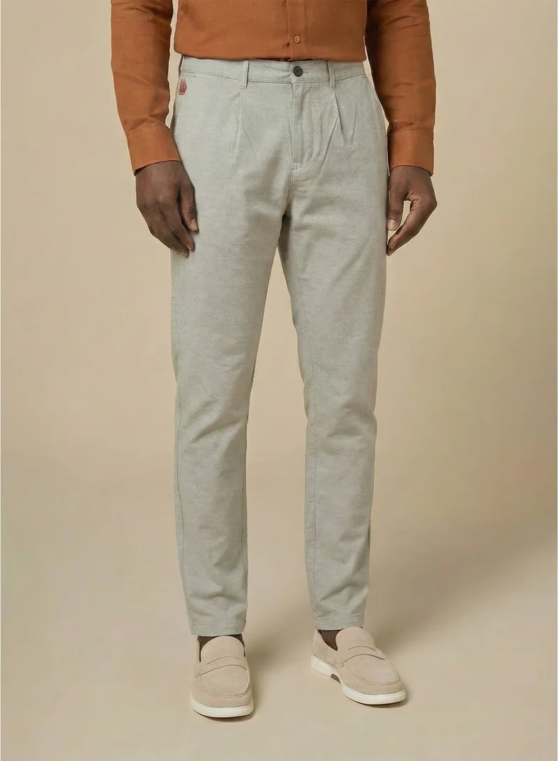 Mannerism The Duneform Light Grey Linen Blend Trousers Comfort Fit
