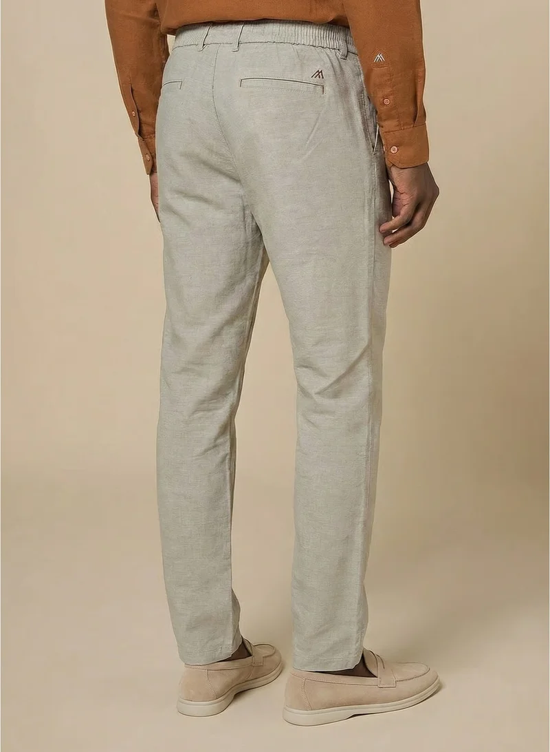 Mannerism The Duneform Light Grey Linen Blend Trousers Comfort Fit