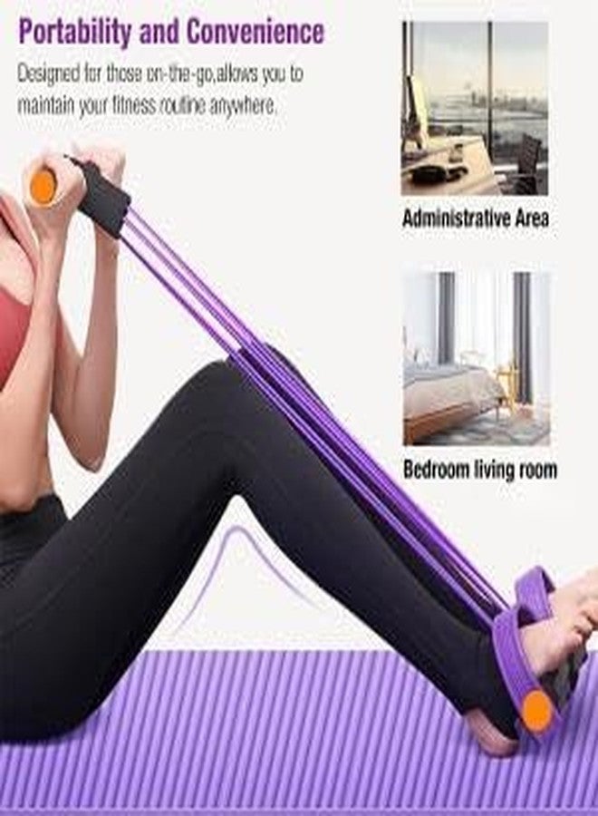 Domica Fitness Tension Rope with Wider Pedal, 6-Tube Elastic Yoga Pedal Puller Resistance Band, Pull Reducer Training Bands, Natural Latex Tension Rope, for Abdomen/Waist/Leg Stretching,(Multicolor) - Image 2
