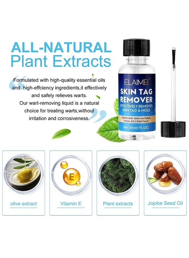 Elaimei Skin Tag Remover Mole Remover Effectively Removes Skin Tag And Mole Quick Results And Effective All Natural Extract Suitable For All Skin Types Easy Use At Home 30ML  - Image 3