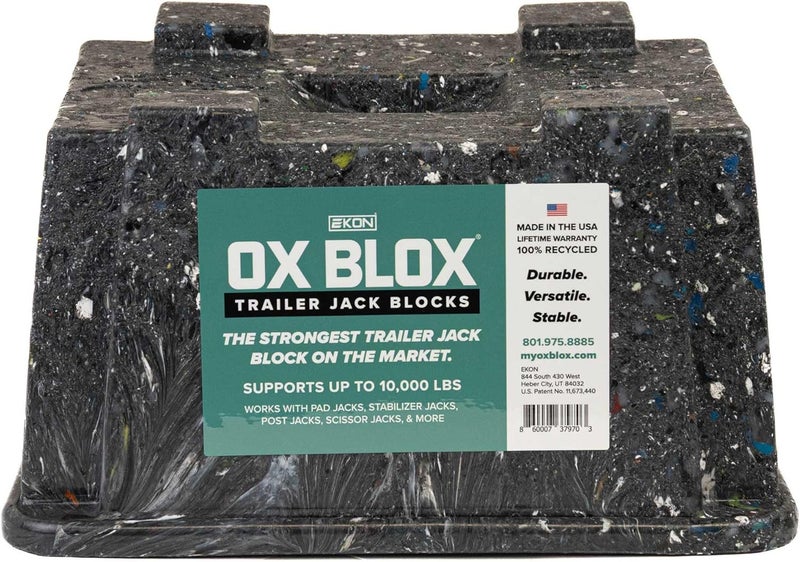 EKON OX BLOX Trailer Jack Block - Heavy Duty RV and Camper Support Block, 10,000 lbs Capacity, Black - Image 1