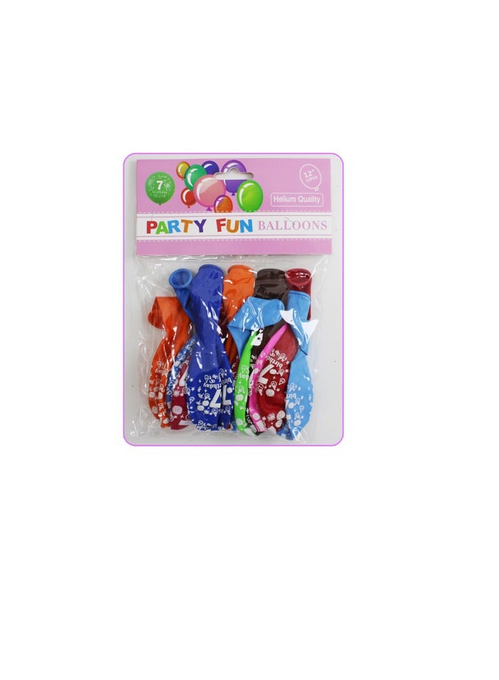PARTY FUN Happy Birthday 12" Balloons - Number 7  - Image 3