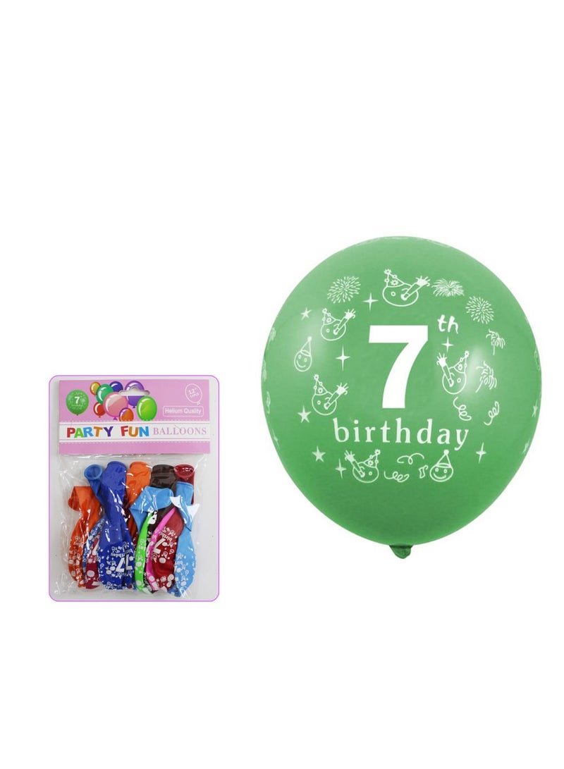 PARTY FUN Happy Birthday 12" Balloons - Number 7  - Image 2
