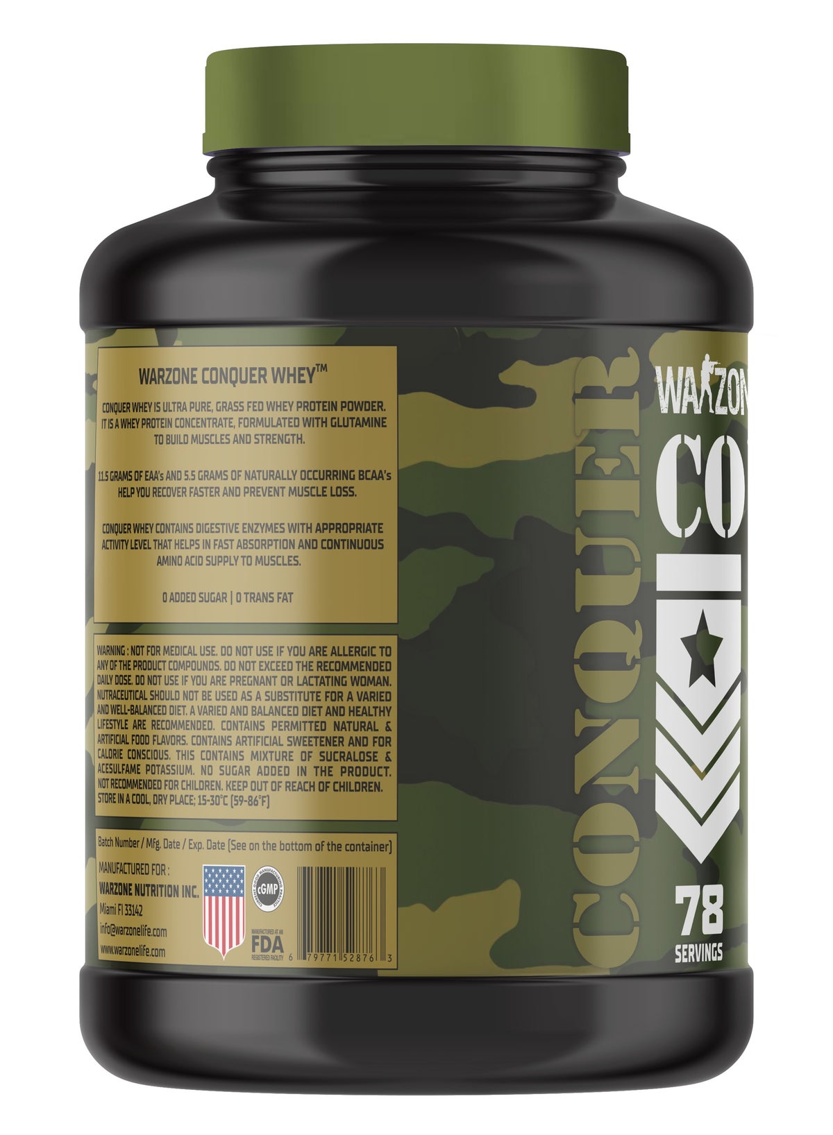 Conquer 100% Whey Protein 5 Lbs - Premium Protein Blend For Muscle Growth (Neapolitan Ice Cream)