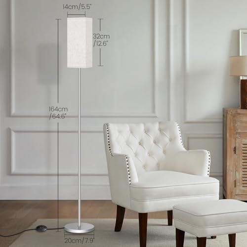 GOEBLESON 64.6'' Floor Lamp, Pole with Foot Switch, Modern Standing Lamp Lamp, Minimalist Freestanding Lamp (Bulb Not Included), for Living Room, Bedroom Office ETL Listed, Silver and Beige, SE07LD05 - Image 3