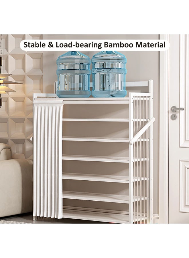 YY-ريشير رف أحذية متعدد الطبقات قابل للطي، خزانة أحذية مدخل التثبيت مجانًا مع ستارة مقاومة للغبار للممر وغرفة المعيشة - Image 4