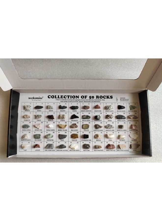 ROCKSMINS RO50WM Rocks Collection Set of 50 School Education Igneous Sedimentary Metamorphic Samples Activity Geology Earth Science Volcanic Stones Rock Memory Great Educational STEM Toys for Kids - Image 4