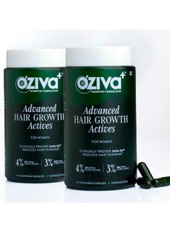 OZiva Advanced Hair Growth Actives | Reduces Thinning Hair & Improves Scalp Coverage | Scientist Formulated with Pure Plant Actives | No side effects | 90 Caps Womens (Pack 2)  - Image 1