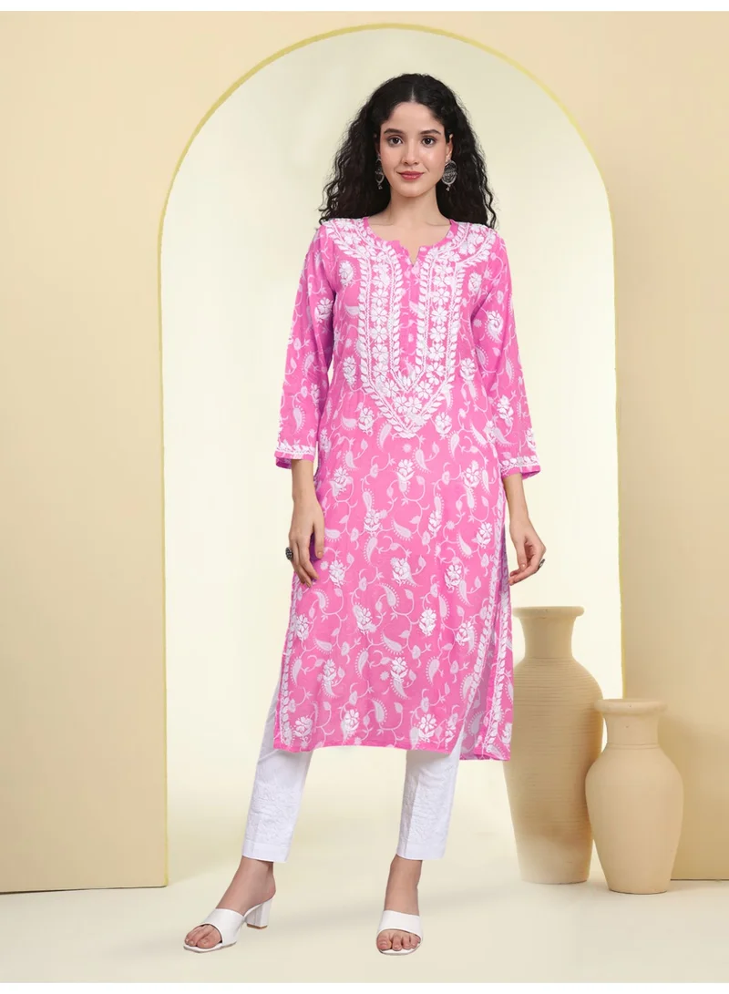 Alaya Hand Embroidered Chikankari Mulmul Cotton Kurta-AL4072