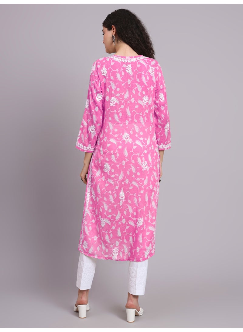 Alaya Hand Embroidered Chikankari Mulmul Cotton Kurta-AL4072 - Image 2