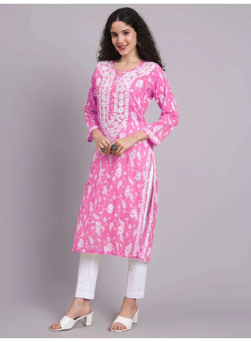 Alaya Hand Embroidered Chikankari Mulmul Cotton Kurta-AL4072
