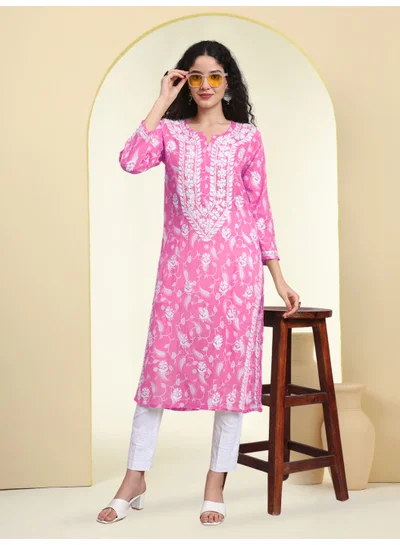 Alaya Hand Embroidered Chikankari Mulmul Cotton Kurta-AL4072