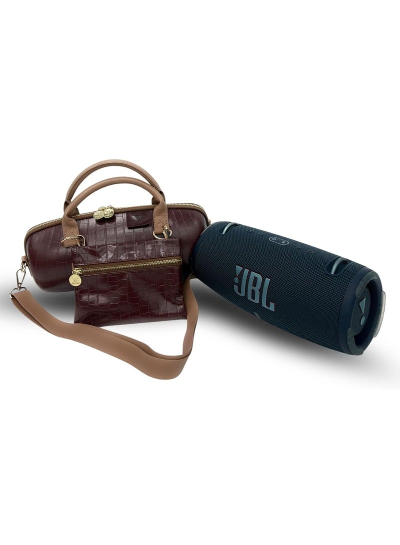 Angry Bull Hard Leather Case for JBL Extreme 3 Angry Bull Travel Storage Stand with Convenient Zippered Pocket Bag for Charger Adapter and Accessories (Darkred)) - Image 1