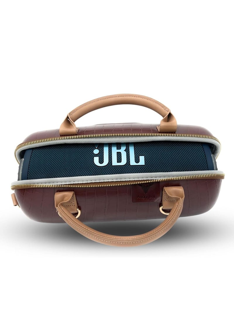 Angry Bull Hard Leather Case for JBL Extreme 3 Angry Bull Travel Storage Stand with Convenient Zippered Pocket Bag for Charger Adapter and Accessories (Darkred)) - Image 3