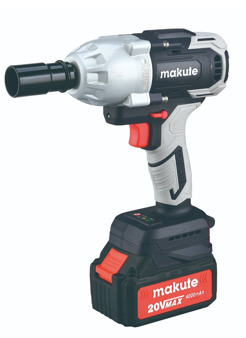 makute Cordless Tire Drill, 20V, 1700 Nm Max Torque, Variable Speed 0-1800 RPM, Heavy-Duty for Loosening & Tightening Bolts/Nuts, CW005-2BL  - Image 1