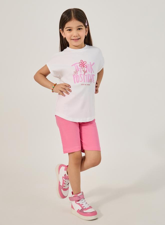 Styli Graphic Print Round Neck T-Shirt and Shorts Set - Image 2