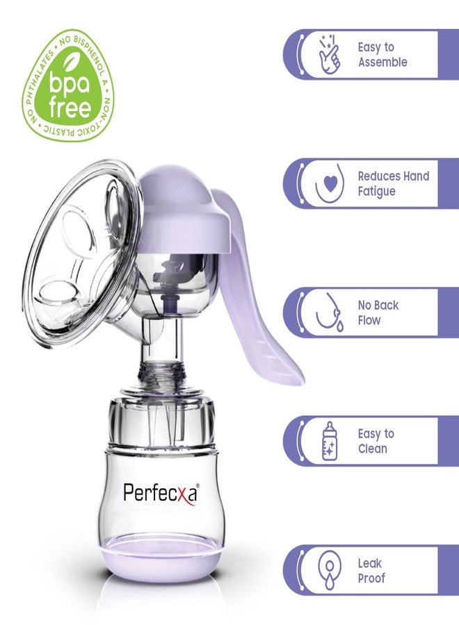 Perfecxa Manual Breast Pump with Free Breast Pads, Silicone Manual Breast Pump with Feeding Nipple | Gentle & Easy to Operate | BPA Free (Model No 300) - Image 4