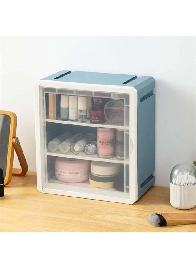 اليسا منظم مكياج بلاستيكي مع أدراج تخزين وخزانة تخزين معلقة على الحائط وصندوق تخزين بثلاثة أدراج لتخزين مستحضرات التجميل للمكتب والمدرسة والمنزل ومنظم سطح المكتب (3 أقسام)