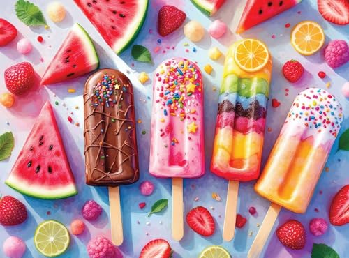 Springbok Summer Treats 500 Piece Jigsaw Puzzle for Adults Colorful Popsicles Unique Cut Pieces Made in USA - Image 1