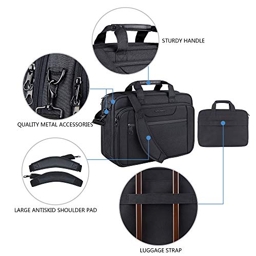 KROSER Laptop Bag Expandable Laptop Briefcase Fits Up to 17.3 Inch Laptop Water-Repellent Shoulder Messenger Bag Computer Bag for Travel/Business/Men/Women-Black - Image 5