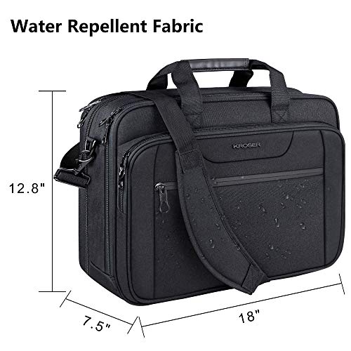 KROSER Laptop Bag Expandable Laptop Briefcase Fits Up to 17.3 Inch Laptop Water-Repellent Shoulder Messenger Bag Computer Bag for Travel/Business/Men/Women-Black - Image 3