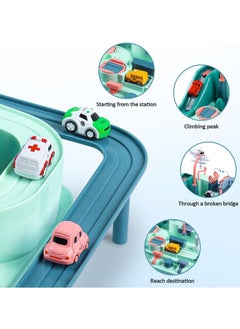 YelaJoy Car Rescue Adventure Toys for 3-8 Years Old,Race Car Tracks for Boys and Girls,City Rescue Toy Set Montessori Toy Car Race Tracks Parking Play sets for Toddlers(Macaron)  - Image 3