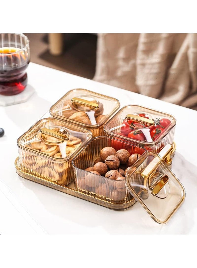 كيلا مجموعة أطباق تقديم الوجبات الخفيفة - صينية تقديم مقسمة مع 3/4/6 أوعية أطباق قابلة للإزالة - مثالية للمقبلات والفواكه والحلويات والحلوى والتوابل والمكسرات - مثالية للترفيه - Image 2