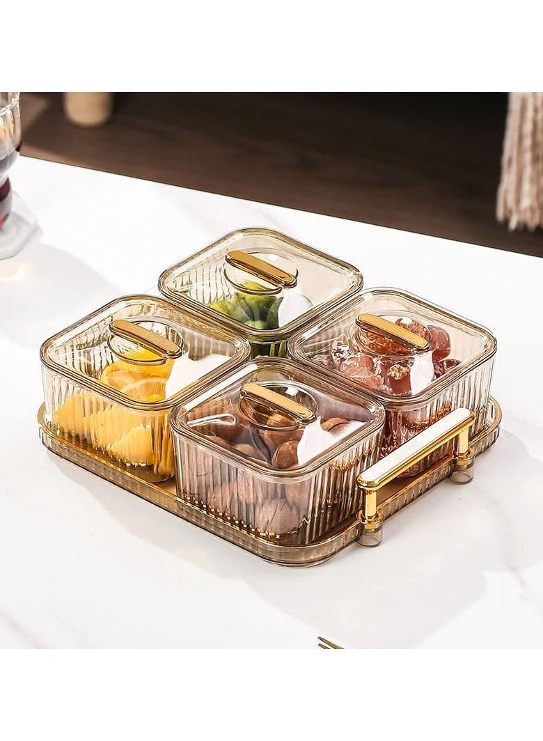 كيلا مجموعة أطباق تقديم الوجبات الخفيفة - صينية تقديم مقسمة مع 3/4/6 أوعية أطباق قابلة للإزالة - مثالية للمقبلات والفواكه والحلويات والحلوى والتوابل والمكسرات - مثالية للترفيه - Image 1