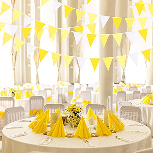 Festiko®12 Flags Yellow White Pennant Banner Triangle Flag Bunting Garland for Wedding Birthday Anniversary Party Home Nursery Outdoor Garden Hanging Festivals Decoration - Image 5