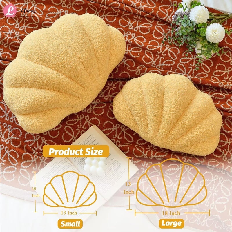 Lfsaaj Yellow Seashell Throw Pillows, Shell Shaped Throw Pillows, 13 Inch Soft Home Decorative Pillow Plush Cushion for Bed Couch Living Sofa Room Decor Accent Throw Pillow - Image 3