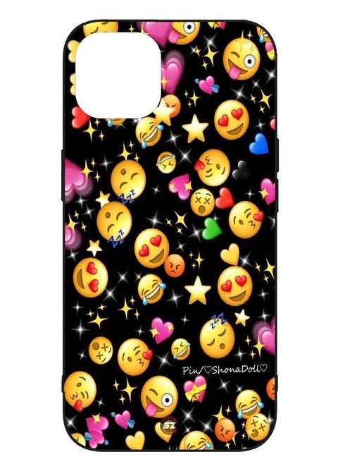 Protective Printed Mobile Cover Mixed Emoji Collection With Black Background For Apple iPhone 11 Pro Max