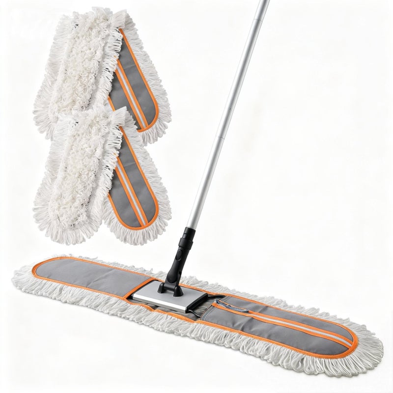 CLEANHOME 36" Commercial Dust Mops for Floor Cleaning Heavy Duty Floor Duster Mop with Long Handle Hotel Gym Household Cleaning Supplies for Hardwood, Tiles, Marble Floors (Grey) - Image 1