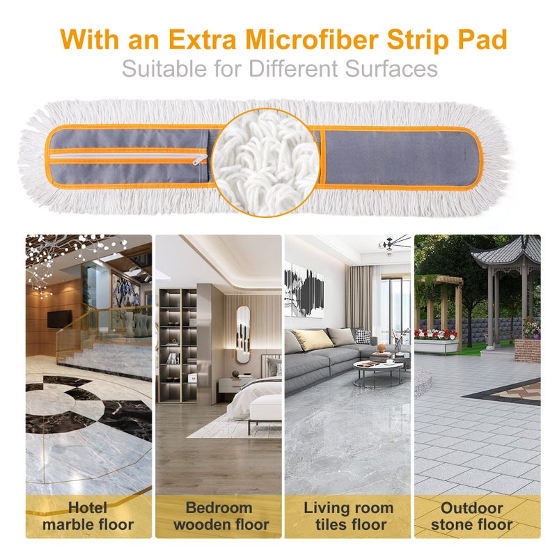 CLEANHOME 36" Commercial Dust Mops for Floor Cleaning Heavy Duty Floor Duster Mop with Long Handle Hotel Gym Household Cleaning Supplies for Hardwood, Tiles, Marble Floors (Grey) - Image 4