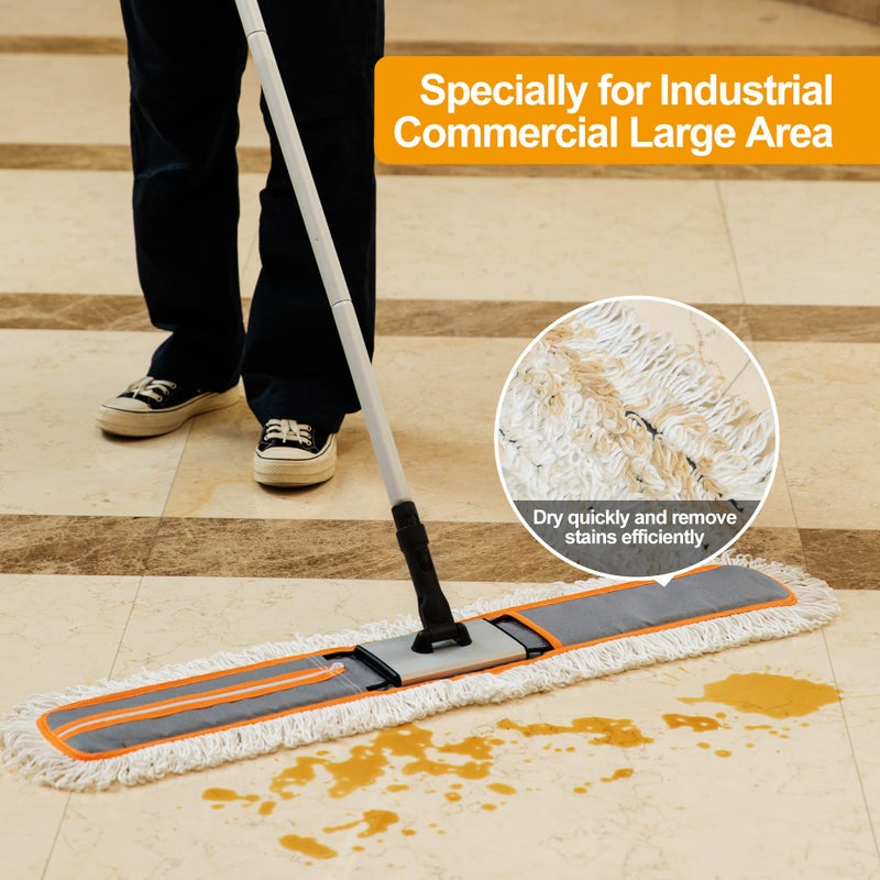 CLEANHOME 36" Commercial Dust Mops for Floor Cleaning Heavy Duty Floor Duster Mop with Long Handle Hotel Gym Household Cleaning Supplies for Hardwood, Tiles, Marble Floors (Grey) - Image 2