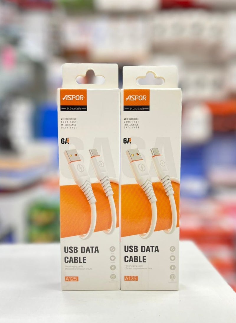 Aspor A125 USB Data Cable 6A Fast Charging & Data Transfer – Durable Cable for Smartphones & Devices - Image 3
