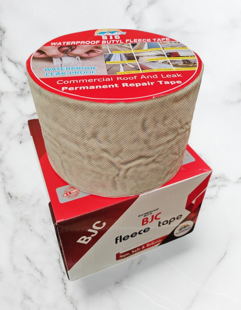 BJC BCJ Butyl Rubber Waterproofing Tape, a heat-resistant, high-protection, 10m long and 10cm wide tape for repairing windows, pipes, glass, and tanks. It's extremely strong for permanent repairs, adheres to anything, and withstands temperatures up to 150°C. - Image 2