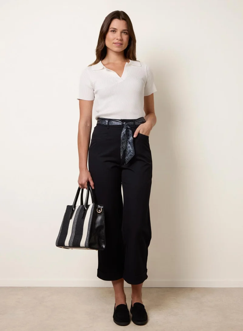 بلو فانيلا Scarf Belt Trousers