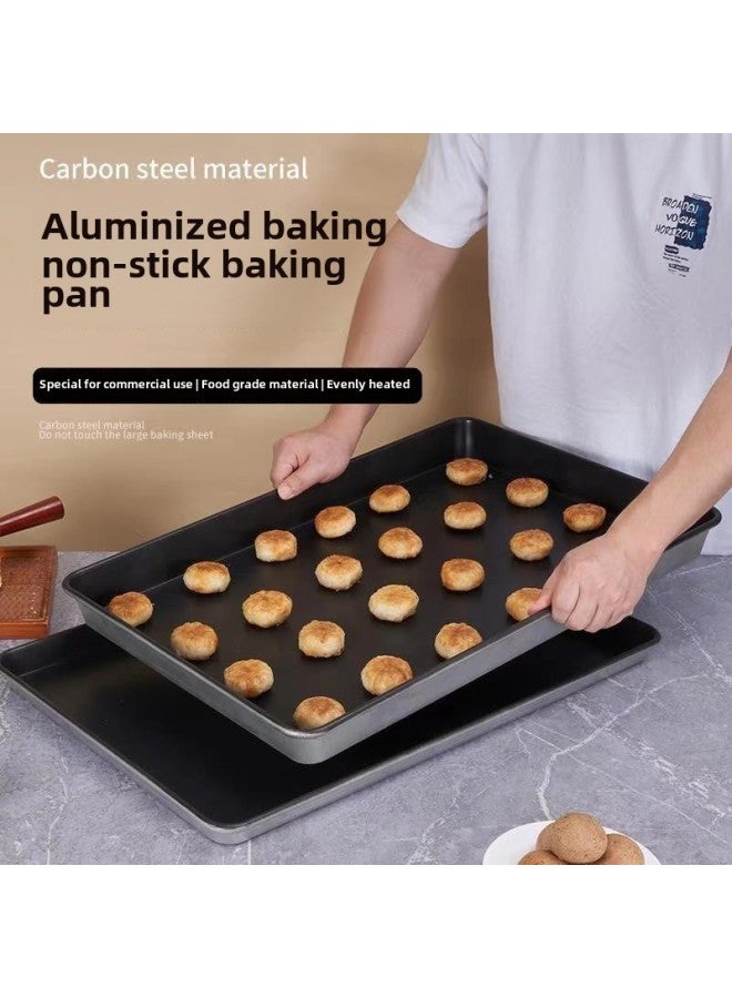 Commercial Aluminized Baking Tray Food Factory Special Non-stick Rectangular Baking Pan Cake Baking Baking Tray Bread Baking Tray-Specifications:0.6 Thick (40*60*3)-Color:Black - Image 2