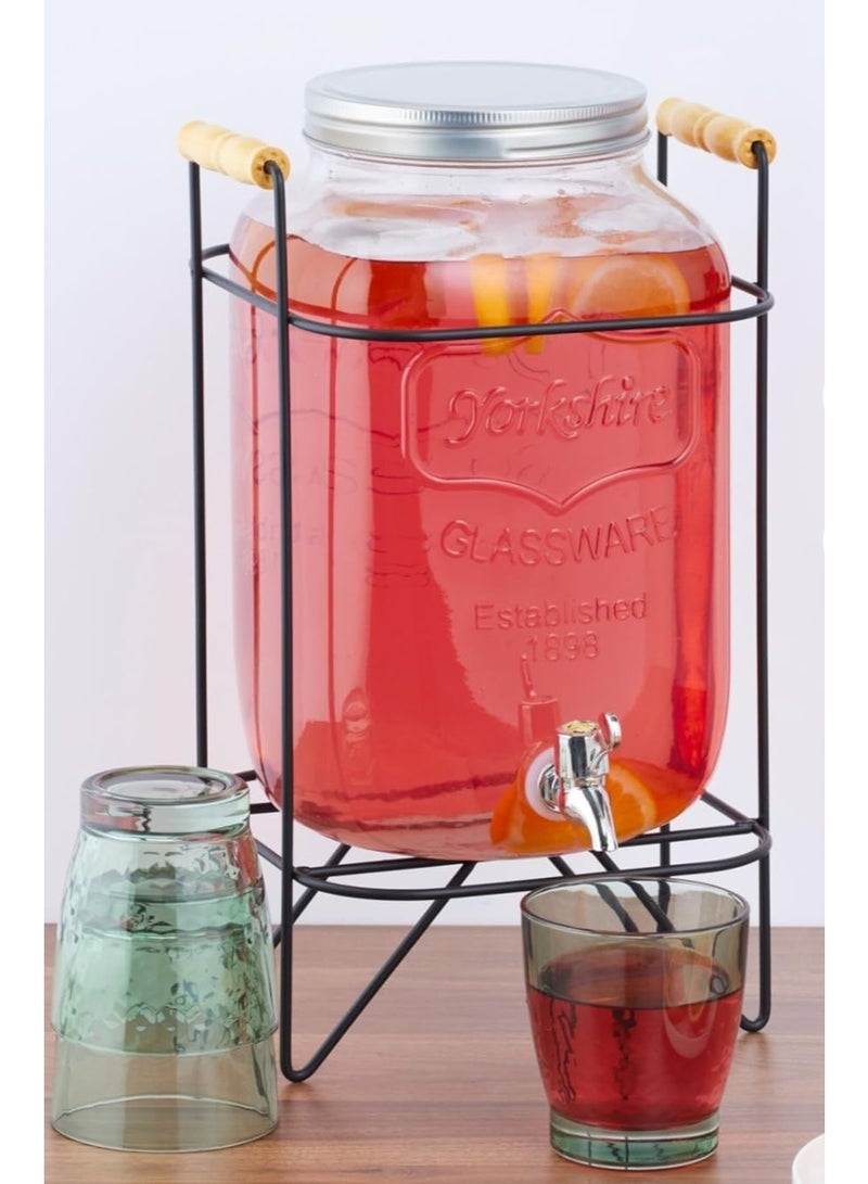 موزع عصير مربع سعة 5 لتر مع غطاء وصنبور وحامل، إبريق ماء بارد سعة 5 لتر، موزع مياه سعة 5 لتر، موزع مشروبات سعة 5 لتر مع صنبور وحامل مانع للتسرب، موزع مشروبات ليمونادة - Image 3